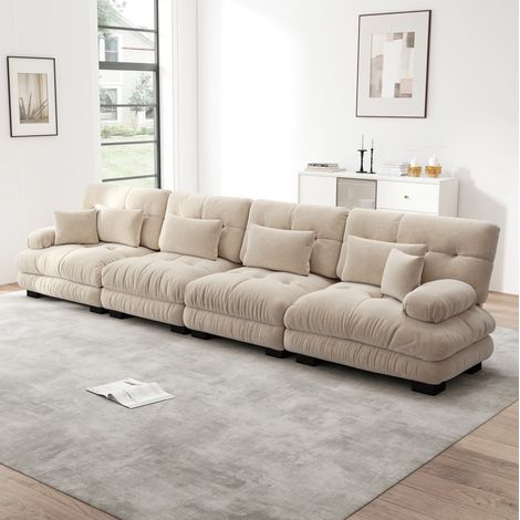 Sofá modular salón con asiento profundo chenille café OKMYHOME (1/5)