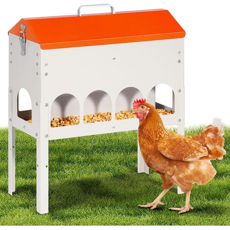 Mangeoire Automatique Poule en Métal, 5kg Distributeur Graines Poules (1/5)
