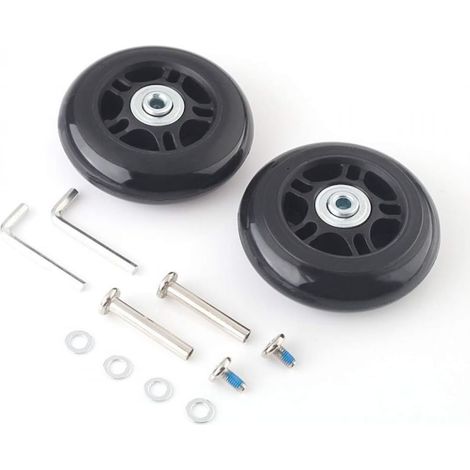 Lot de 2 roues de rechange pour valises, Mmgoqqt, en caoutchouc, 80 x 6 x 24 mm, noir/argent