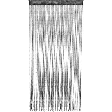 Rideau de perles, rideau de fil crypté en perles de cristal, rideau de porte à pompons pour placard, rideau de porte pour porte, décoration intérieure suspendue 1 x 2 m / 39 x 79 (noir) (1/4)