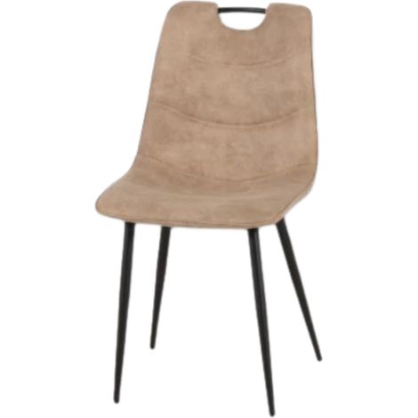 Chaise simili taupe avec poignée pieds métal noir (1/5)