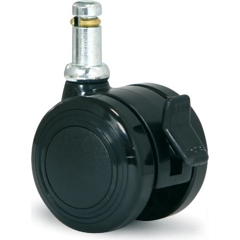 Roulette de meuble freinée - MESO - PU double souple - 50mm - Axe 11x23mm