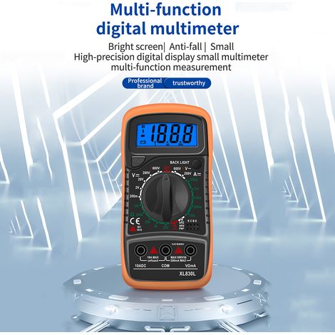 Jeffergarden Multimètre numérique portatif XL830L, rétro-éclairage LCD, voltmètre AC/DC, ampèremètre DC, testeur de résistance de tension Ohm, haute précision universelle (1/4)