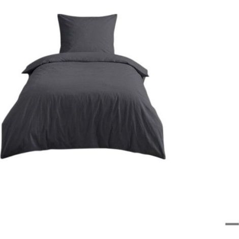Housse de couette en coton 140 x 200 cm uni Edenne ardoise (1/2)