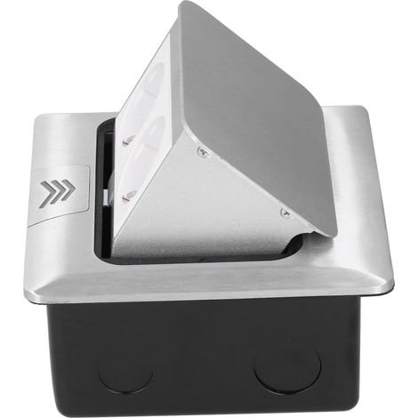 Bodensteckdose, 2-fach EU-Stecker, wasserdicht, Aluminiumlegierung, integrierte Erdungsdose, 16 A, 250 V AC (1/5)