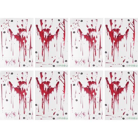 Autocollants muraux auto-adhésifs avec empreintes de sang effrayantes, 4 ensembles, sparadrap muraux pour Halloween, décor de fenêtre de fête de maison hantée (1/5)