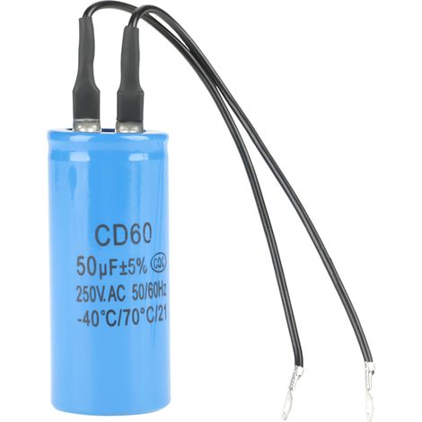 Condensateur de fonctionnement à fils CD60 250 V CA 50 µF 50/60 Hz, adapté aux compresseurs d'air motorisés. (1/5)