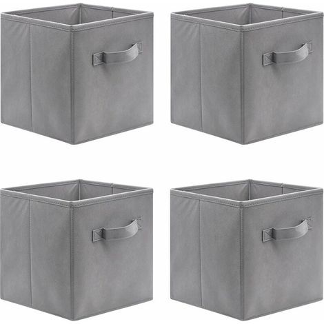 Set of 4 folding storage cubes, 31 x 31 x 31 cm, open storage boxes made of non-woven fabric, fabric drawer, for toys, clothes