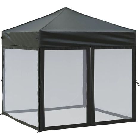 Tente pliante de réception avec parois latérales, noire, 2 x 2 mètres (1/5)
