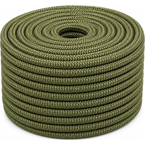 Corde à linge en polypropylène - 6 mm - 20 m - Vert militaire - Pour maison, jardin, extérieur (1/5)
