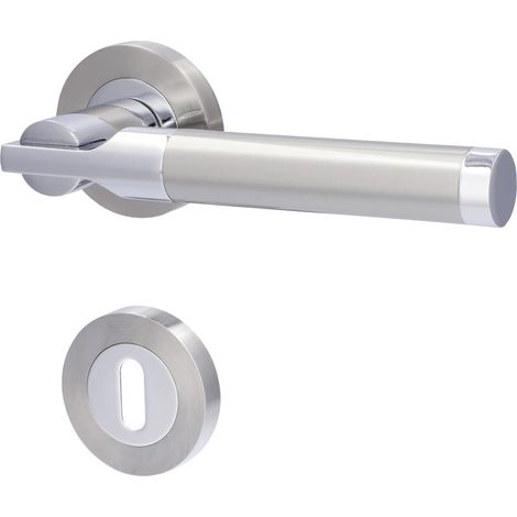 Alpertec BB-Rosettengarnitur Solid 6 Edelstahl silber rund Beschläge