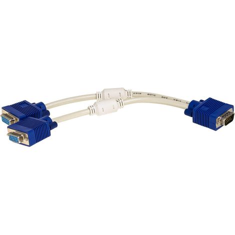 Adaptador divisor Akyga AK-AD-20 D-SUB 2x VGA de 15 pines para monitor con cable de 15 cm