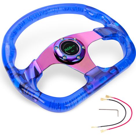 Car modification accessories D-type acrylic steering wheel 320MM crystal frame racing steering wheel 13-inch - acrylic - blue (1/4)