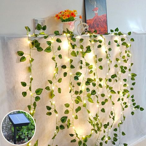Guirlande Solaire Extérieure, 10m 100led Feuilles De Pastèque Guirlande Solaire 8 Modes Intérieur/Extérieur,Guirlande De Lierre Étanche Pour Noël, Mariages, Décoration D'anniversaire [Classe Énergétiq
