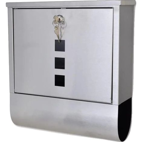 Boîte aux lettres, Acier inoxydable, Murale, Argent (1/2)