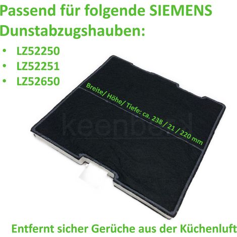 Premium Aktivkohlefilter rechteckig für SIEMENS LZ52250, LZ52251, LZ52650
