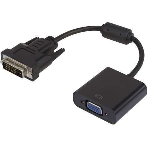 Renkforce RF-3301134 DVI / VGA Adaptateur [1x DVI mâle 24+1 pôles - 1x VGA femelle] noir avec noyau en ferrite, contacts dorés 15.00 cm X373841 (1/3)