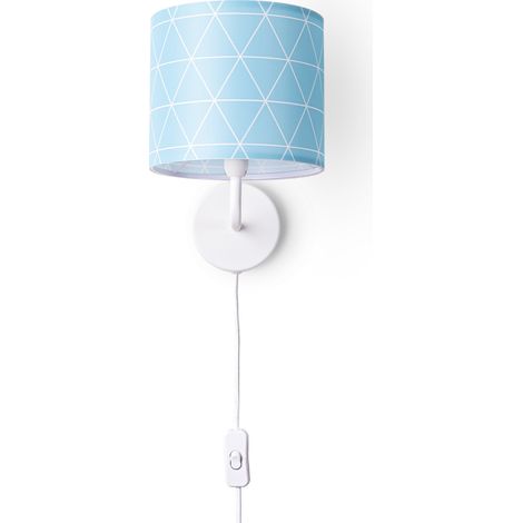 Paco Home Wandleuchte Stofflampenschirm Tischlampe Nachttischlampe E14 Vintage Retro Rund Wandleuchte - Weiß, Design 9 (Ø18 cm) (1/4)