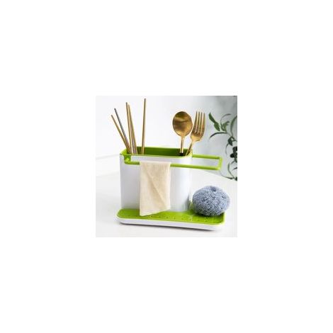 Küchenspülen-Organizer, Utensilienhalter, Abtropfschale, Schwammhalter, Aufbewahrungsbox, Küchenzubehör, 1 Stück (grün, Produkt enthält nur die Abtropfschale). - Crezuo