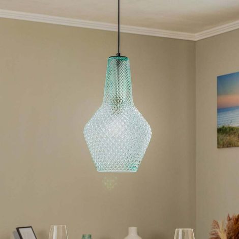 [NEUWERTIG] B-Ware Lindby Pendant Light Drakar, 1-bulb, Light Blue, Glass, Ø 25 Cm (1/2)