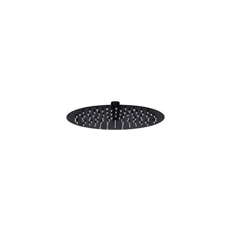 Cabezal de ducha de lluvia de acero inoxidable, redondo, 25 cm, negro - Crezuo (1/4)