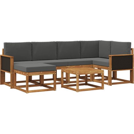 Set di divani da esterno 7 pz Naturale e Antracite vidaXL (1/5)