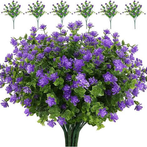 DabbOo 6 Stück Künstliche Blumen Kunstpflanzen Wetterfest Kunstblumen wie Echt Künstliche Blumenstrauß Künstlich Balkonpflanzen Fake Flowers Innen Draussen Pflanzen für Pflanzgefäß, Haus und Garten (1/5)