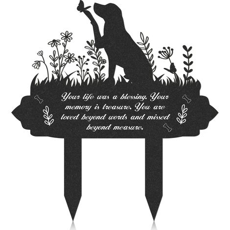 Plaque commémorative pour animaux de compagnie, stèle en métal pour chien, décoration de cimetière, piquets étanches, pierre tombale pour chien. (1/5)