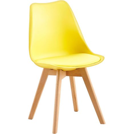 ORION91oficial® - Silla SIRIO Color Amarillo Canario Asiento Polipropileno y Patas Haya (81x48x54 cm) Estilo Escandinavo, Comedor, Hostelería, Oficina, Salón, Teletrabajo, Cocina - spaziOrion91 (1/5)