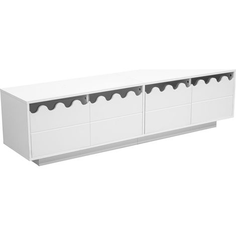 CAIziMeuble TV moderne à 4 portes et design ondulé – solution de rangement élégante pour le salon, meuble multimédia et support TV, 1704045 (1/5)