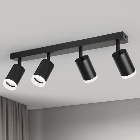 Faretto Soffitto Girevole 4 Punti Lampada Plafone Nero GU10 (1/5)