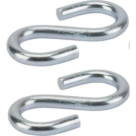 2x Crochet en S acier diamètre 8mm universel fixation corde cuisine vaisselle mural rideau