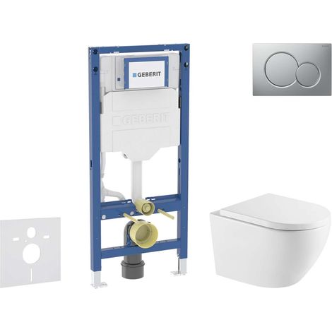 Geberit Duofix - Set Vorwandelement, WC Oudee mit Softclose-Sitz und Sigma01-Betätigungsplatte, chrom matt lackiert SANI11CA2113