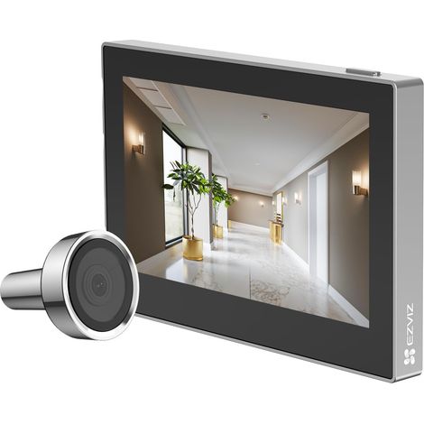 Judas sans Fil avec Ecran Couleur de 4,3 Pouces, Visiophone 2MP avec Batterie 2200 mAh et Angle 146°,2.4GHz Wi-FI, Convient aux Trous de 14 à 26 mm, Aucune Détection de Mouvement, Argent (1/5)