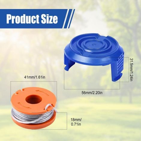 Bobine Fil 1,65mm 3m Compatible Débroussailleuse Mac Allister MGTP18Li WG150 WG151 Avec Couvercle TLW-01-1