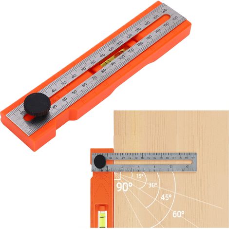 Outil de marquage de position réglable avec bouton, rapporteur multi-angle pliable, règle de mesure de profondeur, niveau à bulle, rapporteur d'angle, outil de travail du bois précis (1/5)