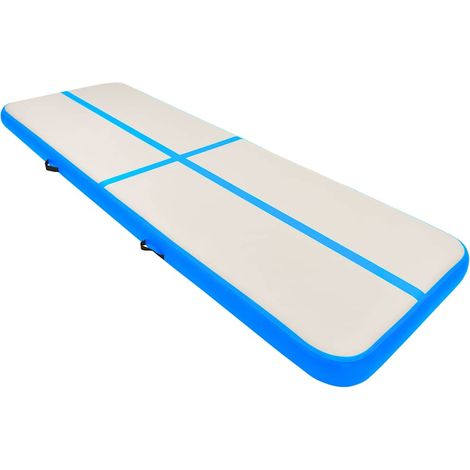 Tapis Salon,Tapis Chambre,Tapis gonflable de gymnastique avec pompe 300x100x20cm PVC Bleu CFW65634 (1/5)