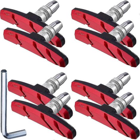 Jeu de plaquettes de frein de vélo en forme de V, 70 mm, noires, pour 4 paires de plaquettes de frein de vélo, avec écrous hexagonaux et rondelles. (1/5)