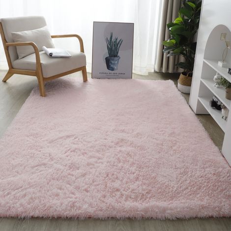 x Tapis pour Salon Chambre à Poils Longs d'enfant Grande Taille Doux Moelleux 160 200cm Rose (1/4)