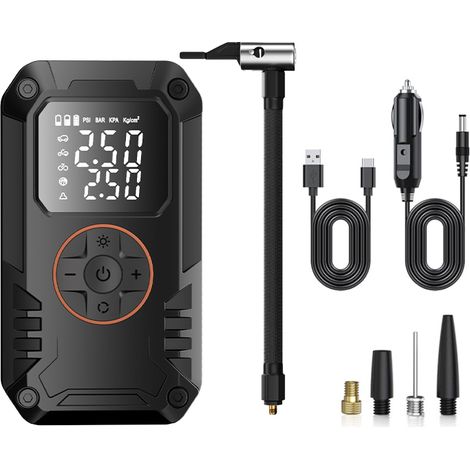 FLITI Portable Electric Air Pump 150 PSI, Car Motorcycle Bicycle Tire Inflator with Digital Display and LED Light
