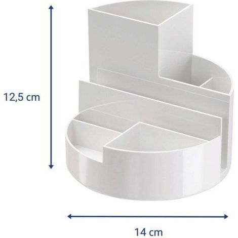 Organisateur de bureau - - Rond - Plastique ABS - Blanc transparent - 6 compartiments (1/5)
