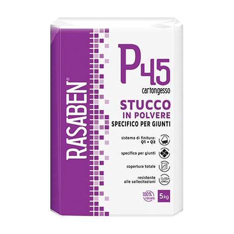 STUCCO POLVERE CARTONGESSO P45 K2 RASABEN - KG  5 SPECIFICO GIUNTI- 4 pezzi