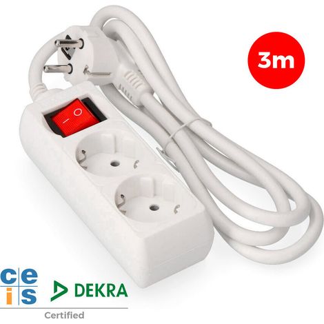 Mehrfachsockel mit 2 Steckdosen t/tl 10/16A Schuko + Schalter 3m 3x1,5mm EDM