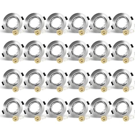 Lot de 6 spots encastrables GU10 - Spots LED orientables - 230 V - En acier inoxydable brossé - Spot de plafond rond avec douille pour LED GU10 ou halogène (1/5)