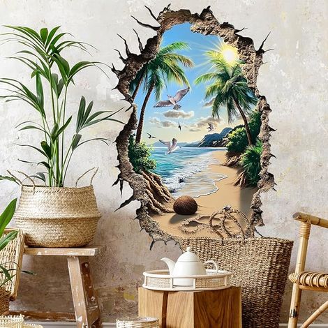 Sticker Mural Autocollant Sol Décoration Pendue Pont Volcan Art Déco pour Salon Chambre Couloir Cuisine (E) (1/5)