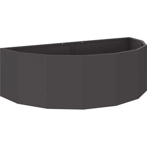 Jardinera semicircular moderna de exterior 120 x 60 x 35 cm de acero negro 020052922 (1/5)