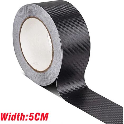 (5 m,5 cm) Autocollants de protection pour pare-chocs et seuils de portières de voiture,en caoutchouc imitation fibre de carbone,film protecteur anti-rayures et éraflures (1/3)