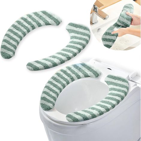 CCYKXA  Waschbare, warme WC-Sitzkissen – Plüsch-WC-Sitzkissen, rutschfest, waschbar und maschinenwaschbar – Badezimmersitzbezug mit Klebestreifen