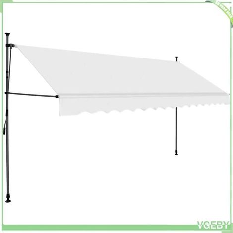Auvent rétractable manuel - FAFEICY - 145874 - 350 cm - Crème - Panneau solaire avec LED (1/5)