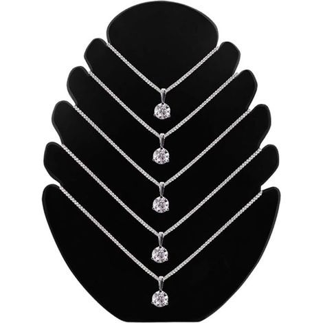 Présentoir à colliers en velours noir, support de présentation type flamme pour bijoux (1/5)
